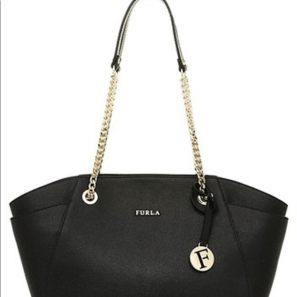Furla Saffiano Leather Onyx Julia Shoulder Tote Bag - Picture 1 of 7